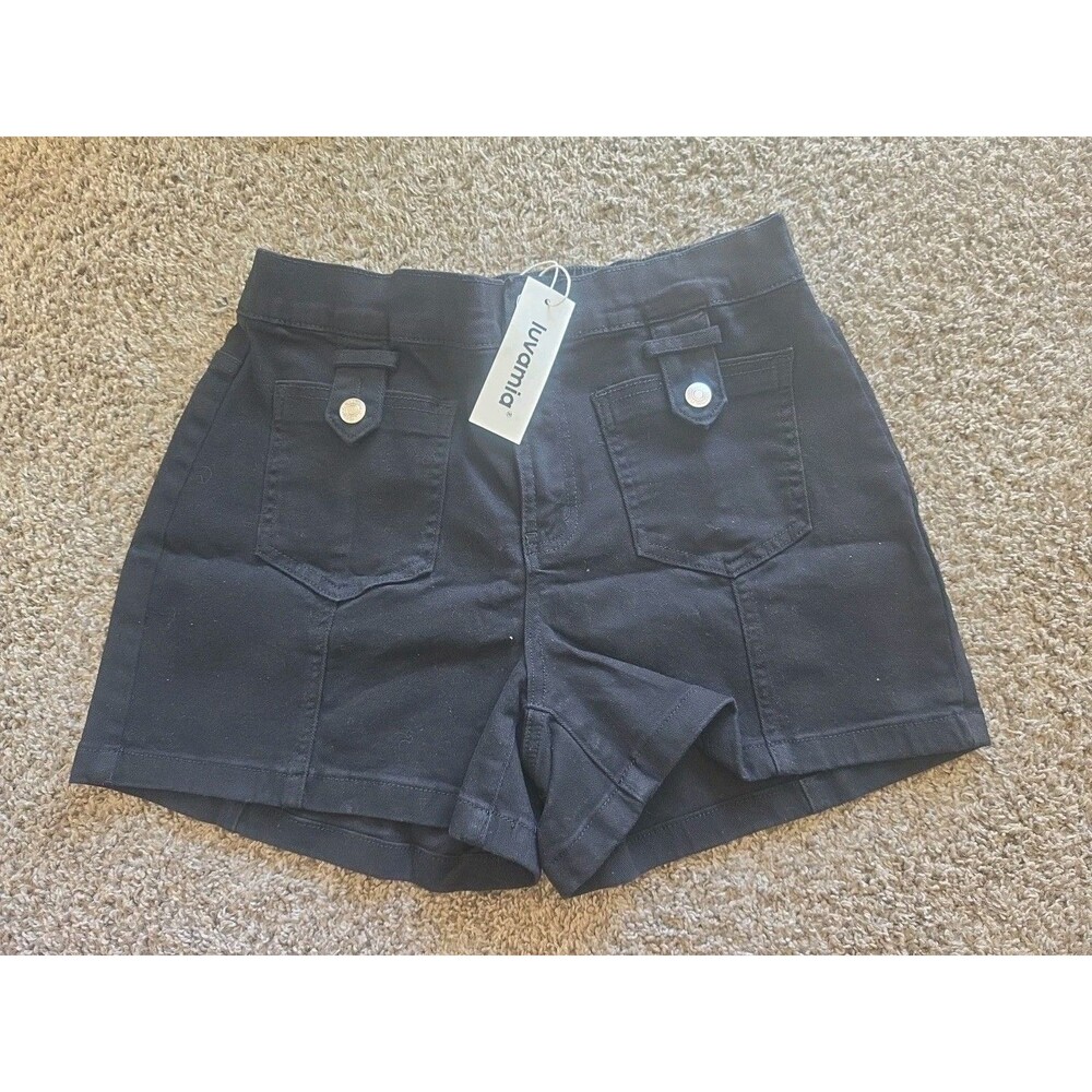 NEW Luvamia Women's Black Denim Shorts - High Waisted - Size M - NWT
